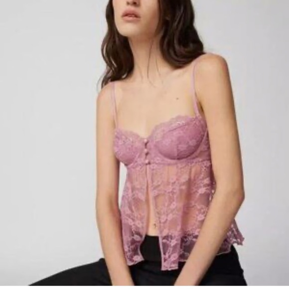 Urban Outfitters Tops - Out From Under Dusty Rose Lace Tank Top XL NWOT